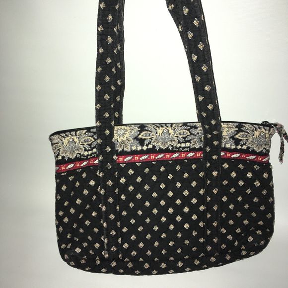 VTG 2002 Vera Bradley Retired Classic Black Shoulder Bag Tote - Picture 1 of 6